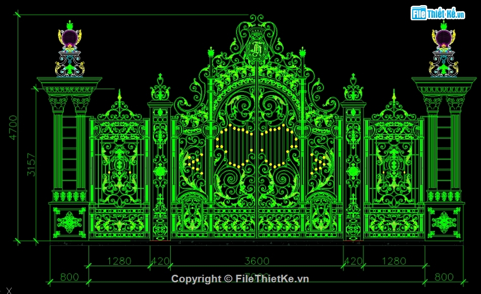 Cửa cổng biệt thự,Bản vẽ mẫu cổng biệt thự,File cad cổng biệt thự cnc,Autocad cổng biệt thự cnc,Mẫu cổng biệt thự cnc