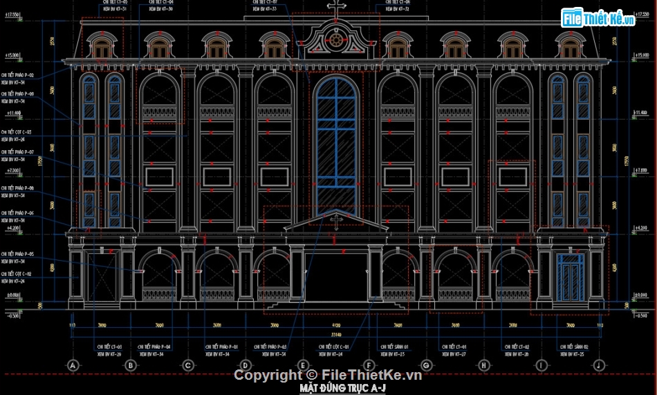 nhà văn phòng 4 tầng,Nhà văn phòng 4 tầng 33x8.5m,Bản vẽ nhà văn phòng 4 tầng,Autocad nhà văn phòng,File cad nhà văn phòng