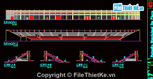 cad sân vận động,sân vận động,sân thể thao,thể thao,Autocad sân vận động