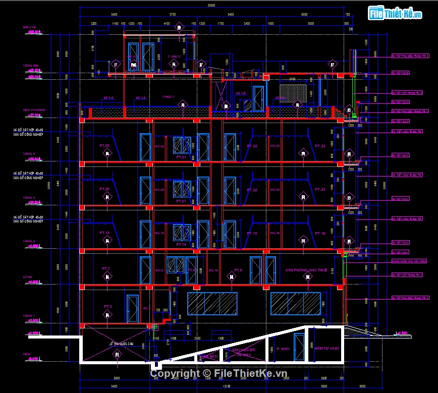 File cad nhà phố tân cổ điển,nhà phố 4 tầng 1 hầm,Nhà phố 4 tầng 1 hầm 6.4x20.5m,file cad nhà phố 4 tầng,bản vẽ nhà phố 4 tầng