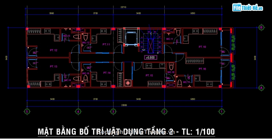 File cad nhà phố tân cổ điển,nhà phố 4 tầng 1 hầm,Nhà phố 4 tầng 1 hầm 6.4x20.5m,file cad nhà phố 4 tầng,bản vẽ nhà phố 4 tầng