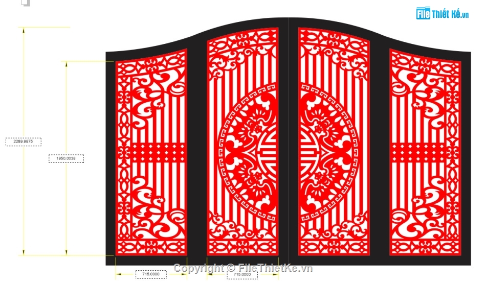 file cad cổng trống đồng cnc,autocad cổng trống đồng,mãu cổng 4 cánh cnc,cổng 4 cánh cnc đẹp