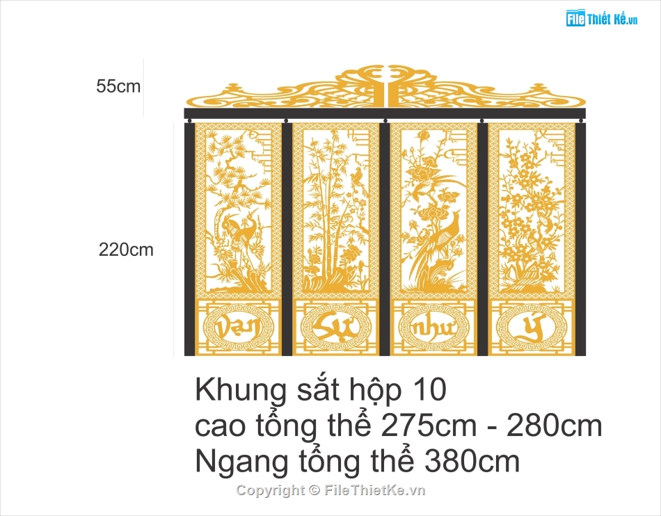 Cổng tứ quý CNC,File cad cổng tứ quý,Autocad cổng tứ quý