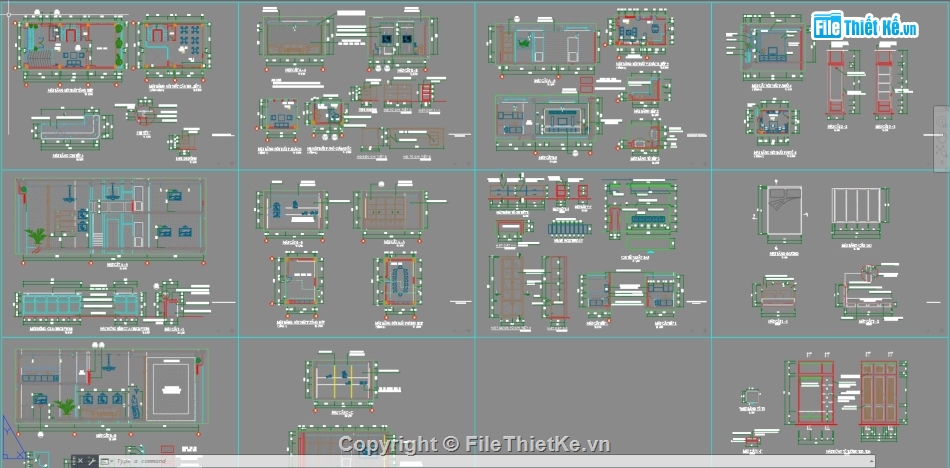 Nội thất nhà phố 4 tầng,Nhà phố 4 tầng 8x16m,Nội thất nhà phố file cad,Nhà phố 4 tầng file cad