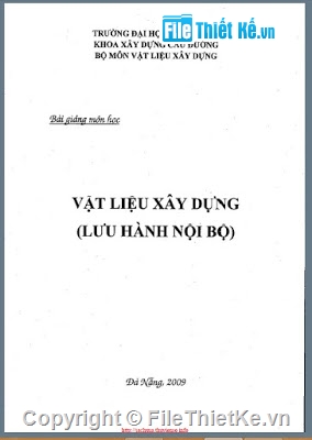 Vật Liệu Xây Dựng,Dự toán công trình,Bài Giảng Môn Học,môn học vật liệu xây dựng