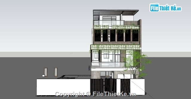 nhà 4 tầng,Sketchup nhà,nhà phố 4 tầng  Sketchup,Sketchup nhà phố