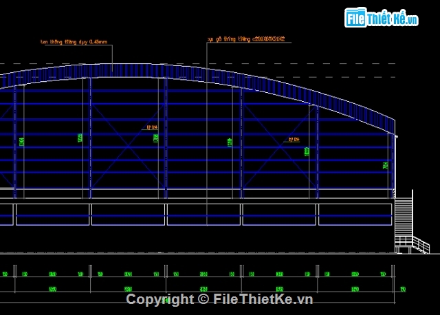 Bản vẽ nhà xưởng mái vòm