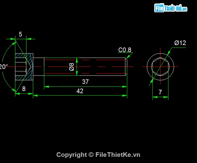 Bản vẽ cad ổ cắm đầu lục giác Bản Vẽ Cad Ổ Cắm Đầu Lục Giác