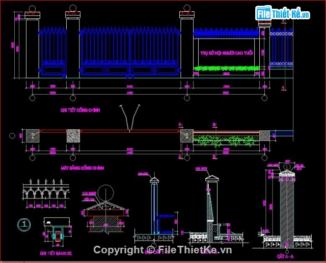 Bản vẽ thiết kế các mẫu cổng Hàng rào đẹp, đủ kích thước,cho dân chuyên  dụng mẫu 11