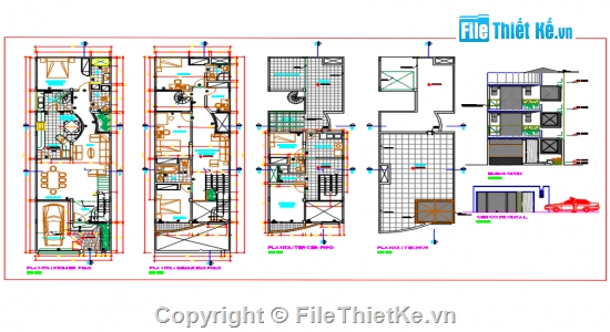 Bản cad thiết kế,nhà 3 tầng,cad nhà đẹp