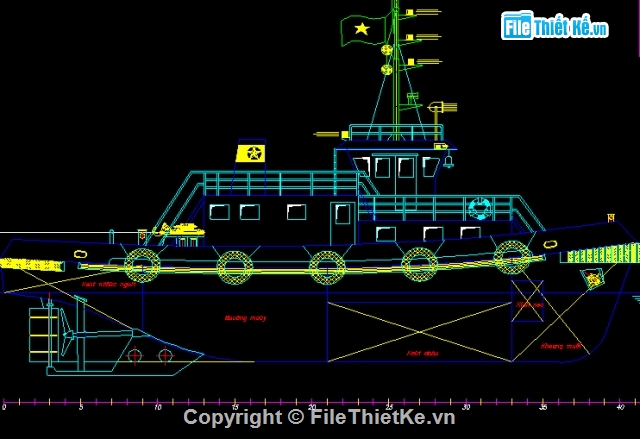tầu kéo 2x540,cad tầu kéo,thiết kế tầu