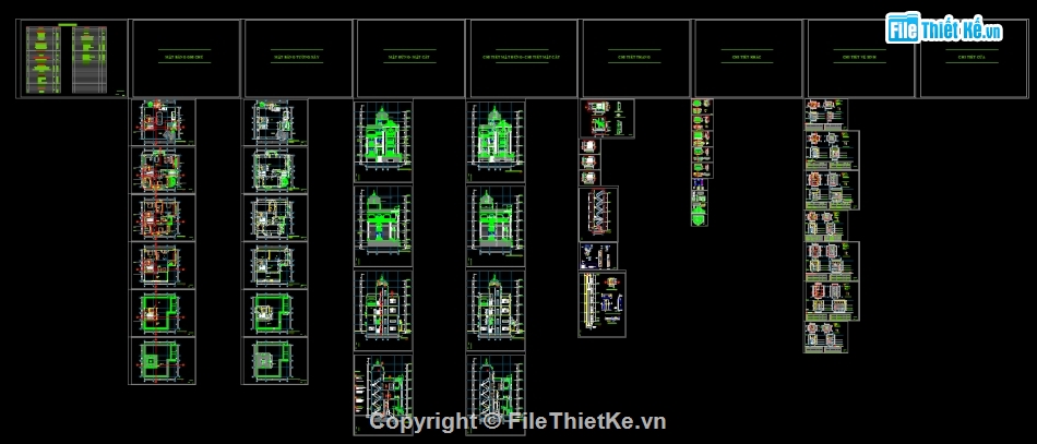 cad biệt thự,thiết kế biệt thự đầy đủ,biệt thự 3 tầng,file cad biệt thự 3 tầng