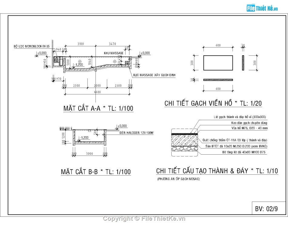 hồ bơi gia đình,xay dung ho boi,Thiết kế hồ bơi gia đình,Autocad thiết kế hồ bơi