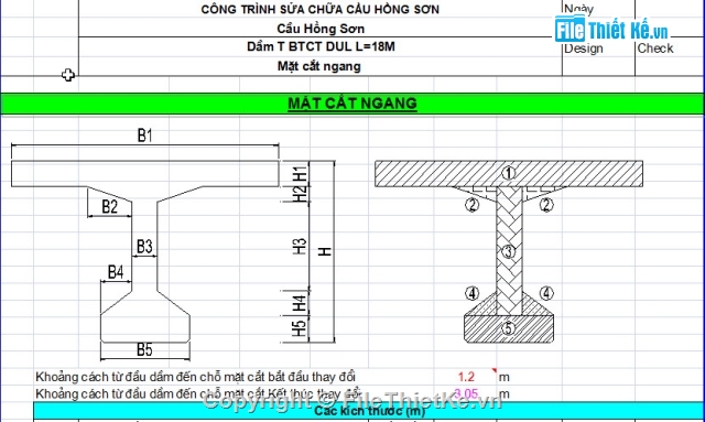 dự ứng lực,dầm,Bản vẽ dầm T