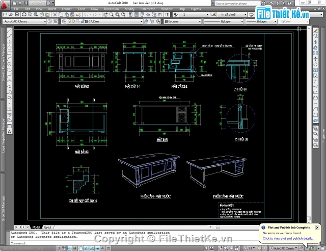 bàn làm việc,bàn giám đốc,bản vẽ bàn ghế