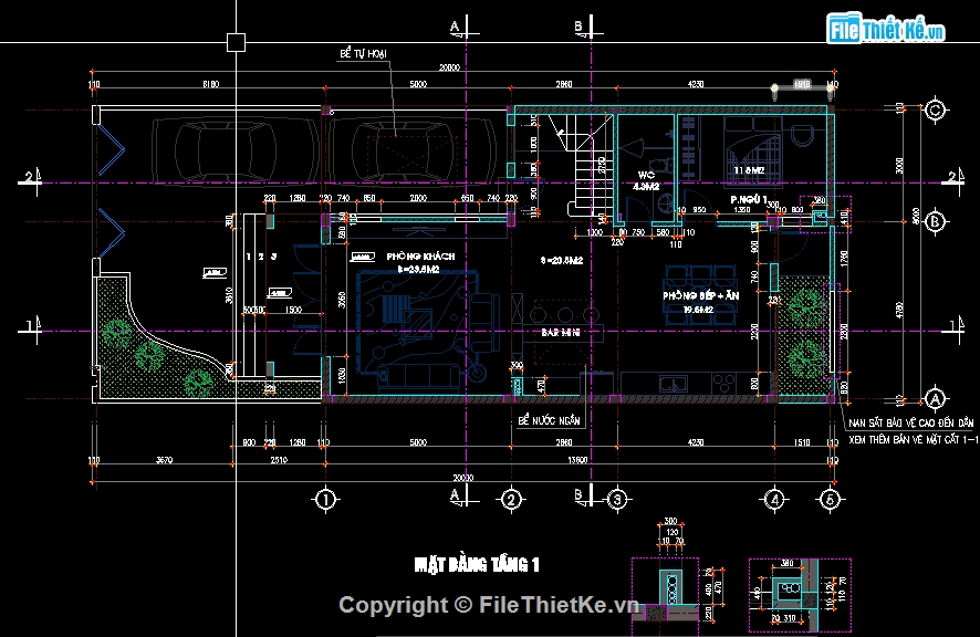 Biệt thự 2 tầng 8x13m,Bản vẽ biệt thự 2 tầng,Autocad biệt thự 2 tầng,File autocad biệt thự 2 tầng