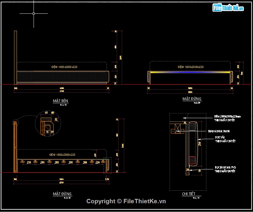 bản vẽ cad giường ngủ,bản vẽ giường ngủ,file cad giường ngủ,Autocad giường ngủ,Giường ngủ file autocad