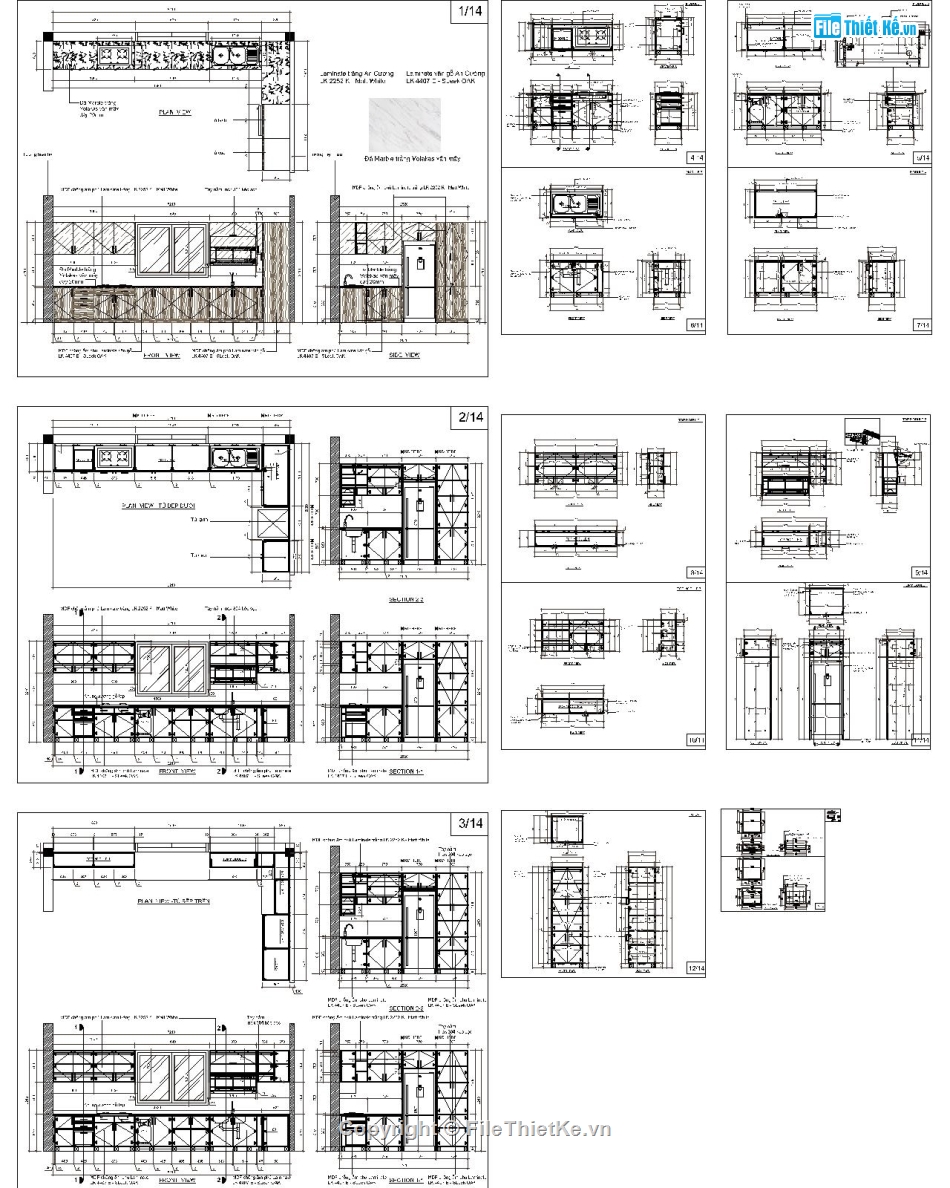 Bản Vẽ Autocad Cấu Tạo Tủ Bếp Triển Khai Bóc Tách Chi Tiết.