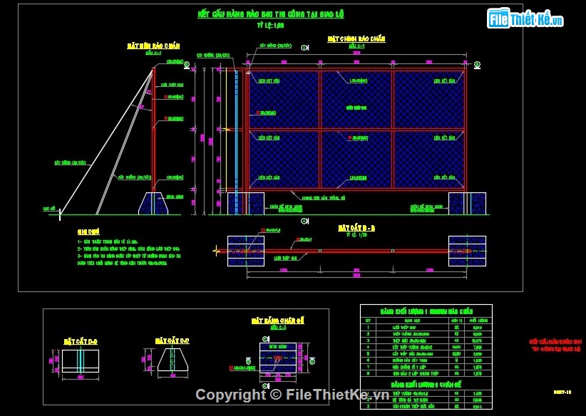 rào chắn thi công,Bản vẽ thi công rào chắn,file cad thi công rào chắn,mẫu bản vẽ cad rào chắn