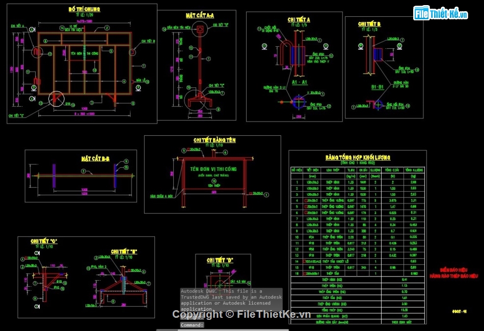rào chắn thi công,Bản vẽ thi công rào chắn,file cad thi công rào chắn,mẫu bản vẽ cad rào chắn