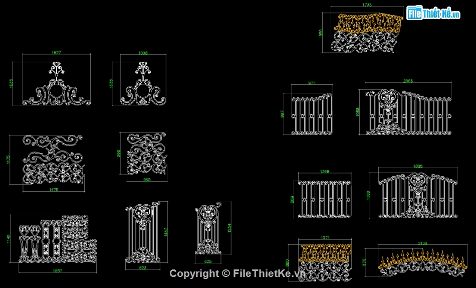 Cổng cnc 2 cánh,Hàng rào CNC đẹp,File cad cổng cnc đẹp,Autocad cổng cnc đẹp,File cad hàng rào cnc đẹp