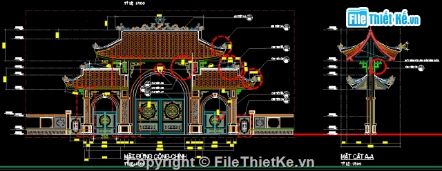 Bản vẽ,Bản vẽ autocad,tham khảo,đền thờ,cad cổng,cổng đền thờ