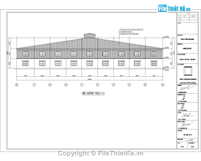 bản vẽ nhà xưởng,thiết kế nhà xưởng,khung zamil,Nhà xưởng 60x90m