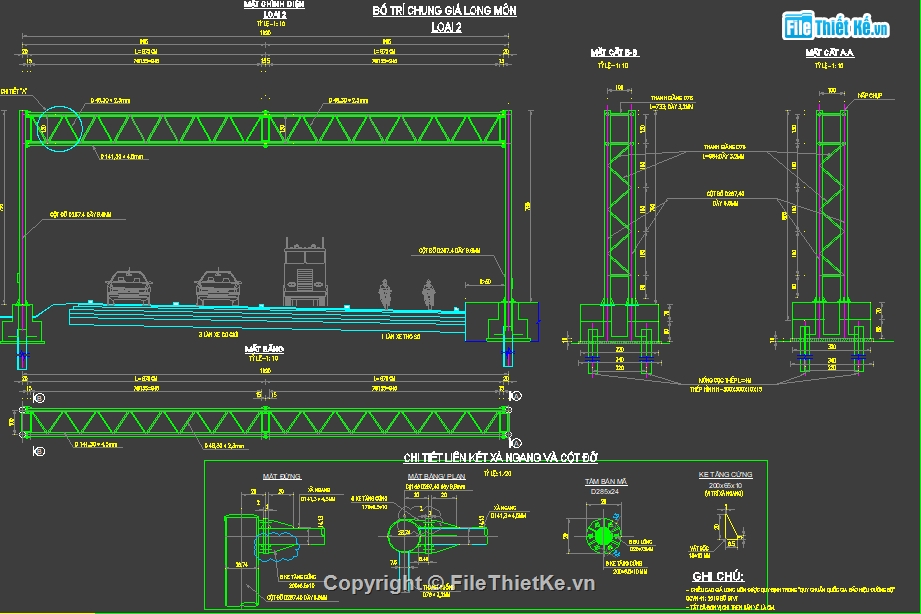 bản vẽ giá long môn,bản vẽ giao thông,file cad giá long môn,file cad biển báo,file cad đèn tín hiệu