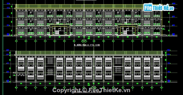 Bản vẽ,Bản vẽ autocad,kiến trúc 3 tầng,3 tầng,autocad,trường học 3 tầng