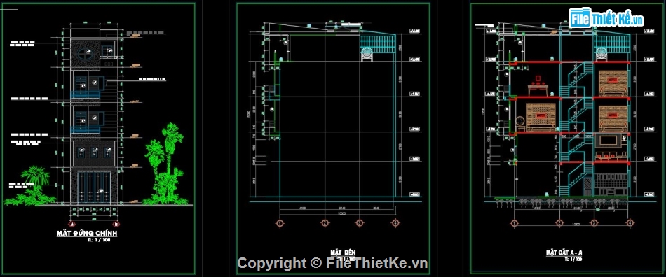 bản vẽ cad nhà phố 4 tầng,file cad nhà phố 4 tầng,bản vẽ autocad nhà phố,Autocad nhà phố 4 tầng,File cad nhà phố 4 tầng 4.3x10.5m