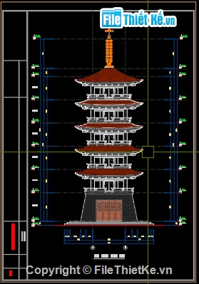 hồ sơ bản vẽ tháp,file thiết kế tháp chùa,bản vẽ tháp chùa,file cad tháp chùa,Bản vẽ autocad tháp chùa