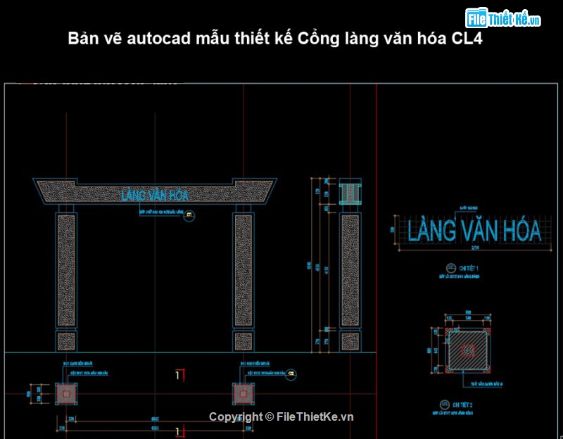 thiết kế cổng làng,Cổng làng,bản vẽ cổng làng