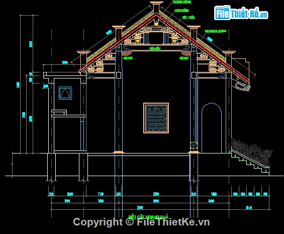 bản vẽ miếu thờ,Bản vẽ nhà thờ họ,Bản vẽ nhà thờ,miếu thờ 4.3x8.6m,Bản vẽ autocad miếu thờ
