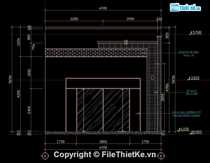 Nhà cấp 4 gác lửng,File cad nhà cấp 4 gác lửng,bản vẽ nhà cấp 4,Nhà cấp 4 6.5x13m,thiết kế nhà cấp 4,file cad nhà cấp 4