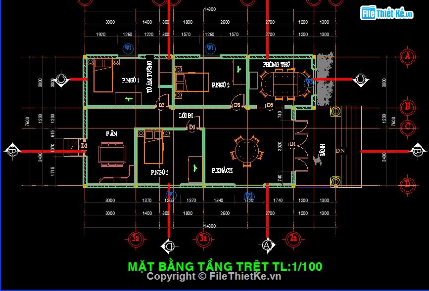 Bản vẽ autocad nhà cấp 4,File cad nhà cấp 4,Mẫu nhà cấp 4 autocad,Nhà cấp 4 file cad