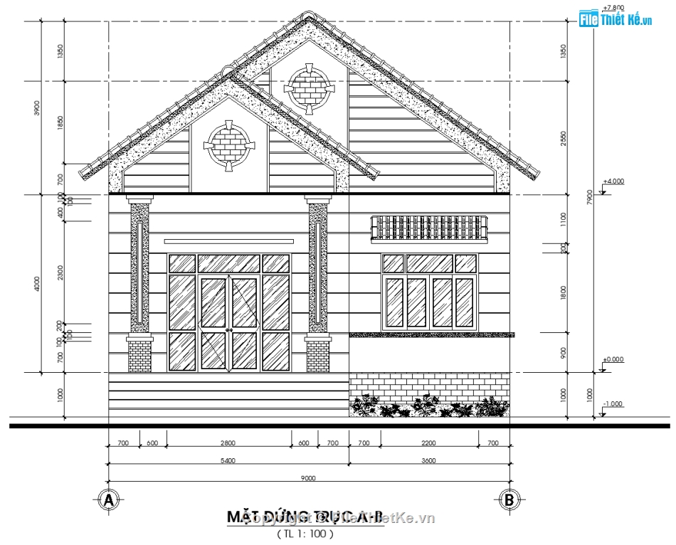 nhà cấp 4 9x17m,bản vẽ nhà cấp 4,thiết kế nhà cấp 4 mái thái,mẫu nhà cấp 4,file cad nhà cấp 4