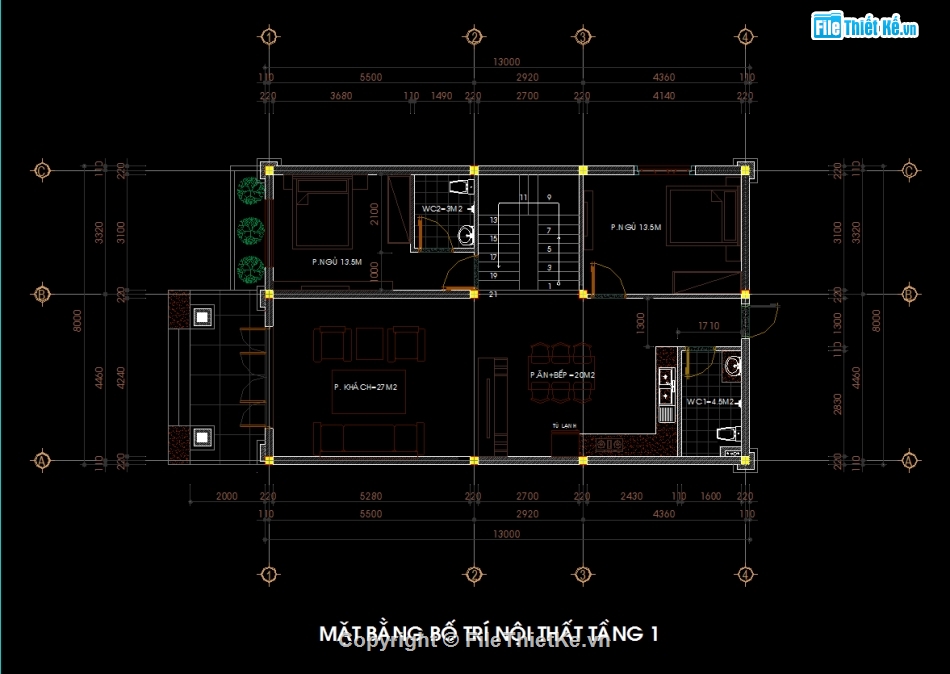 Nhà phố 2 tầng 8x13m,File cad nhà phố 2 tầng,Bản vẽ nhà phố 2 tầng,nhà phố 2 tầng file cad,autocad nhà phố 2 tầng