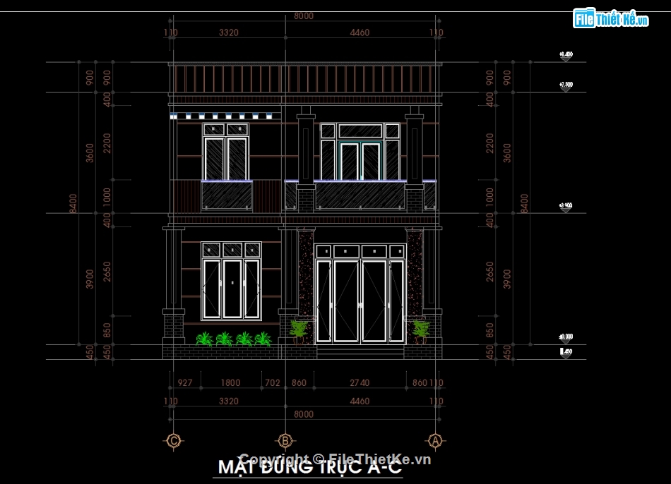 Nhà phố 2 tầng 8x13m,File cad nhà phố 2 tầng,Bản vẽ nhà phố 2 tầng,nhà phố 2 tầng file cad,autocad nhà phố 2 tầng