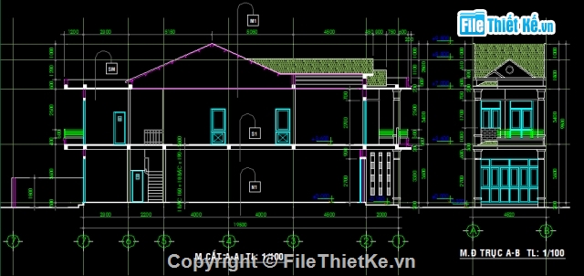 mặt bằng,file cad mặt bằng,mặt cắt ngang,nhà phố 2 tầng