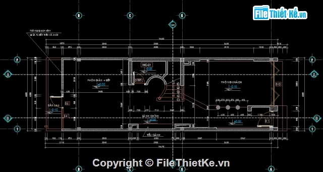 Bản vẽ kiến trúc nhà phố 3 tầng,bản vẽ nhà phố 3 tầng một mặt tiền,bản vẽ nhà dân 3 tầng 4.6x15m