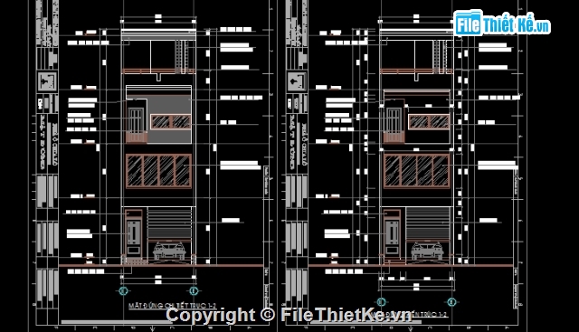Bản vẽ kiến trúc nhà phố 3 tầng,bản vẽ nhà phố 3 tầng một mặt tiền,bản vẽ nhà dân 3 tầng 4.6x15m