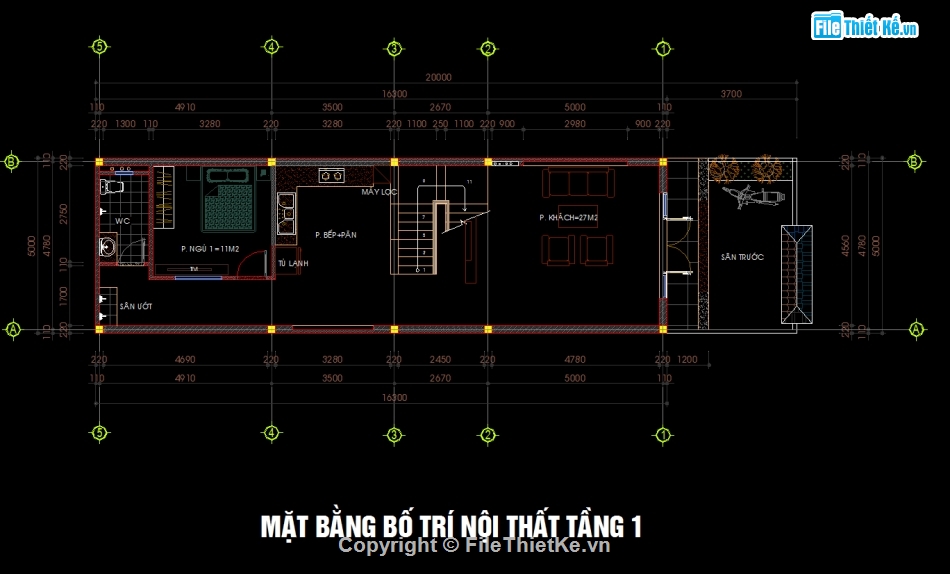 nhà phố 3 tầng file cad,file cad nhà phố 3 tầng,bản vẽ nhà phố 3 tầng,autocad nhà phố 3 tầng,Nhà phố 3 tầng 5x16.3m