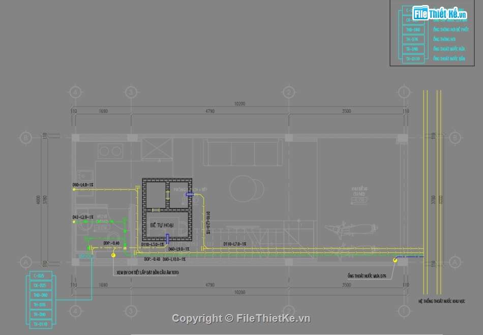 Điện nước nhà phố 4 tầng,Cad điện nước,Autocad điện nước,Hệ thống điện nước nhà phố