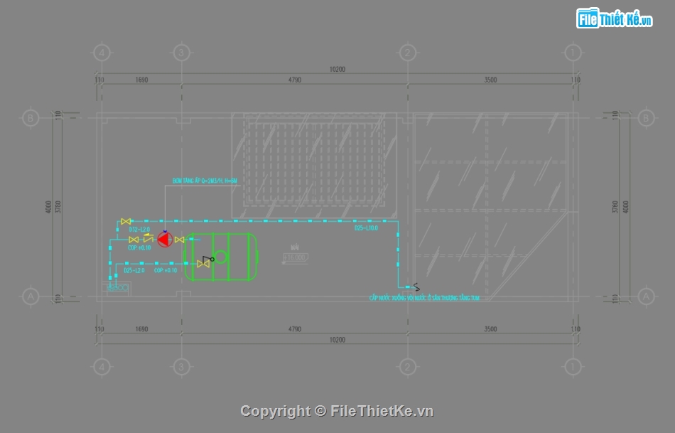 Điện nước nhà phố 4 tầng,Cad điện nước,Autocad điện nước,Hệ thống điện nước nhà phố