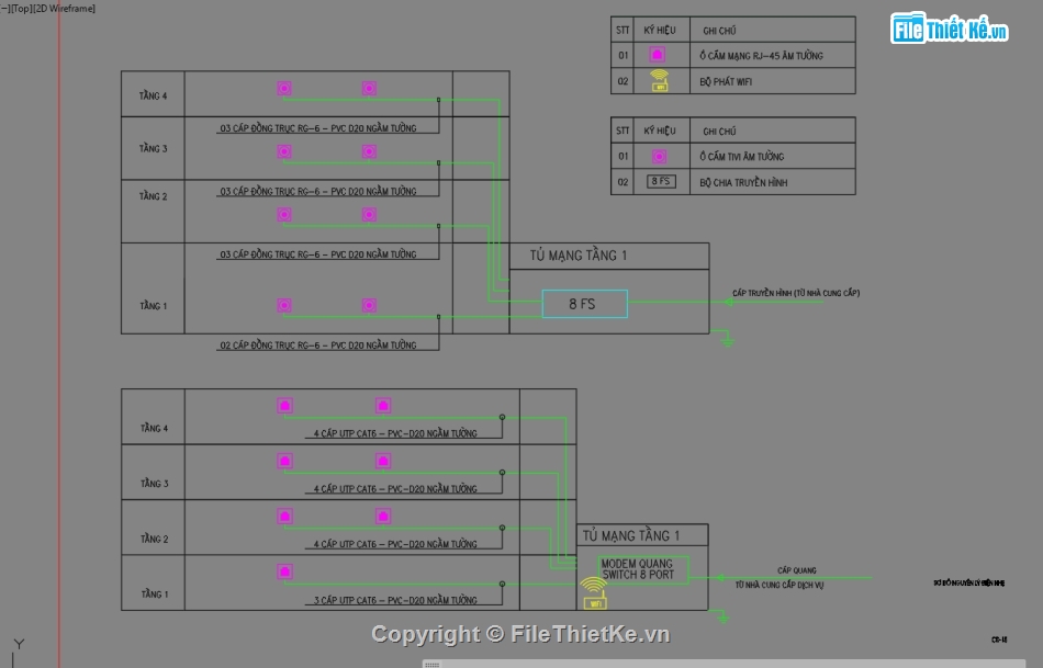 Điện nước nhà phố 4 tầng,Cad điện nước,Autocad điện nước,Hệ thống điện nước nhà phố