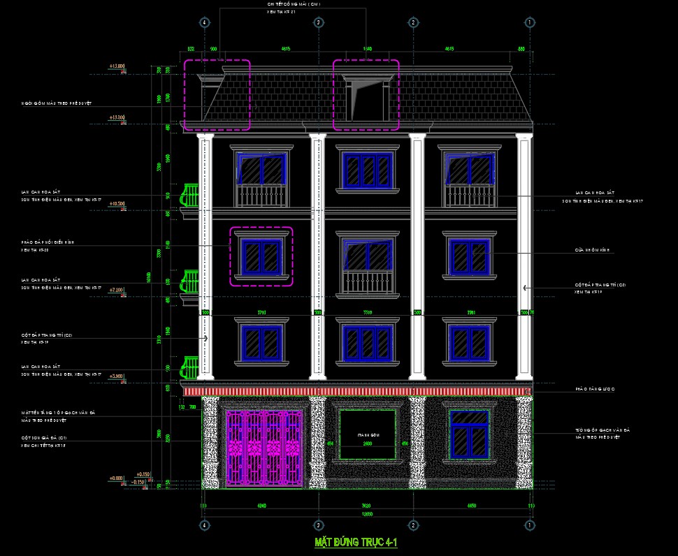 nhà phố 4 tầng,file autocad nhà phố 4 tầng,bản vẽ nhà phố 4 tầng,nhà phố 4 tầng file cad,nhà phố 4 tầng tân cổ điển