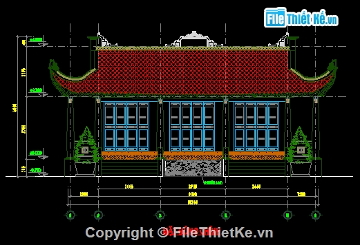 Bản vẽ nhà thờ họ,bản vẽ nhà thờ 4 mái,bản vẽ nhà thờ gia đình,nhà thờ họ 4 mái 7.94x10.75m