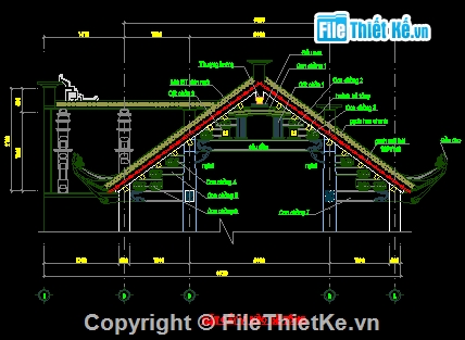 Bản vẽ nhà thờ họ,bản vẽ nhà thờ 4 mái,bản vẽ nhà thờ gia đình,nhà thờ họ 4 mái 7.94x10.75m