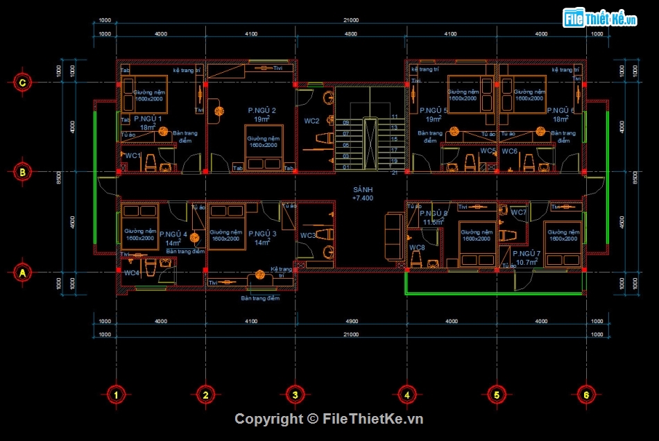 Nhà văn phòng file cad,Nhà ăn và nhà văn phòng,Nhà văn phòng 8.5x21m,Nhà ăn 10x18m,File cad nhà văn phòng