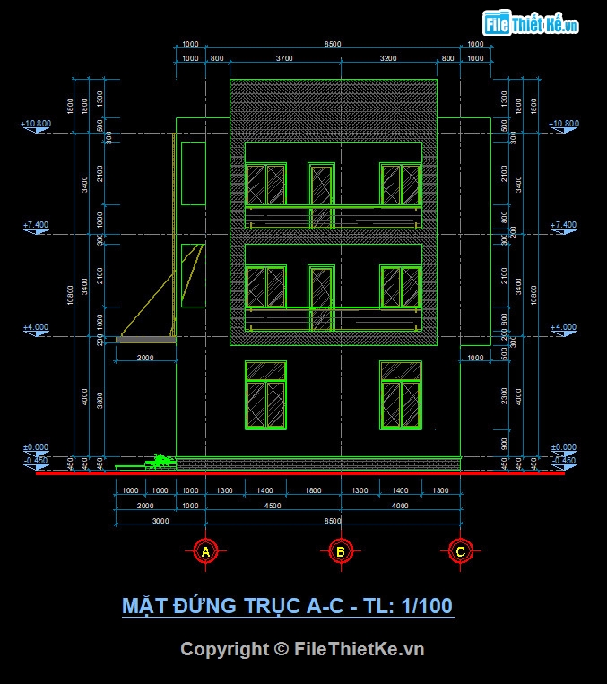 Nhà văn phòng file cad,Nhà ăn và nhà văn phòng,Nhà văn phòng 8.5x21m,Nhà ăn 10x18m,File cad nhà văn phòng